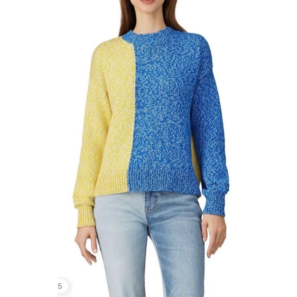 Chinti & Parker Yellow & Blue Colorblock Movement Mouline Cotton Sweater Large